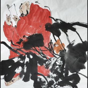 Painting titled "梵天禅云得圆满" by Lin Wang Wang Lin, Original Artwork, Pigments