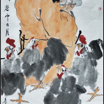 绘画 标题为“画里乾坤大 茶中日月长” 由Lin Wang 王林, 原创艺术品, 颜料