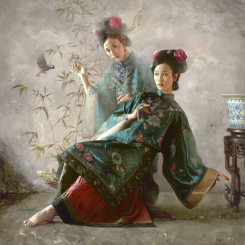 Printmaking titled "Origins 缘起" by Mingyue Wang Wang Ming Yue, Original Artwork, Pigments
