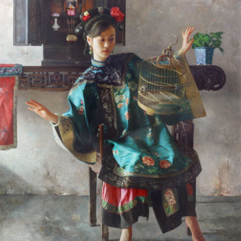 Estampas & grabados titulada "Virtual  异空" por Mingyue Wang Wang Ming Yue, Obra de arte original, Pigmentos