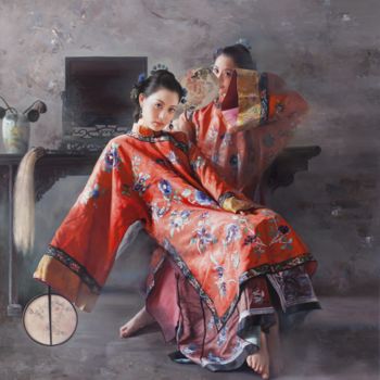 Printmaking titled "Mirror of Colorful…" by Mingyue Wang Wang Ming Yue, Original Artwork, Oil
