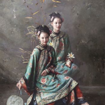 Printmaking titled "Lotus Shadow of sou…" by Mingyue Wang Wang Ming Yue, Original Artwork, Digital Print