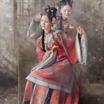 제목이 "Dream of virtuous l…"인 판화 Mingyue Wang 王明月로, 원작, 기름