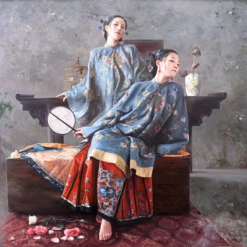 Printmaking titled "Skylark（云雀）" by Mingyue Wang Wang Ming Yue, Original Artwork, Oil