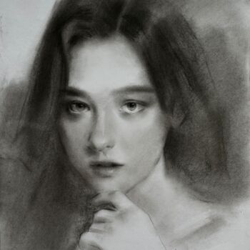 「sketch Portrait of…」というタイトルの描画 Wang Quanによって, オリジナルのアートワーク, 木炭