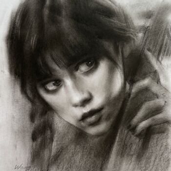 Drawing titled "Wednesday sketch" by Wang Quan, Original Artwork, Charcoal