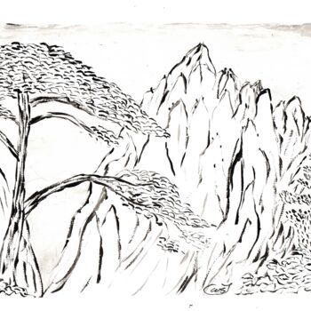绘画 标题为“Montagnes Chine” 由Mf Arts-Créations, 原创艺术品, 丙烯