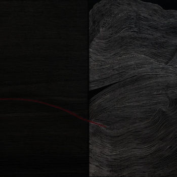 Gravures & estampes intitulée "Red Line-compositio…" par Suo Yuan Wang, Œuvre d'art originale, Eau-forte
