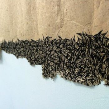 Dessin intitulée "vague noire_détail_…" par Suo Yuan Wang, Œuvre d'art originale