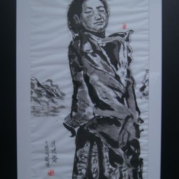 Peinture intitulée "Une jeune fille tib…" par Zongnan Wang, Œuvre d'art originale