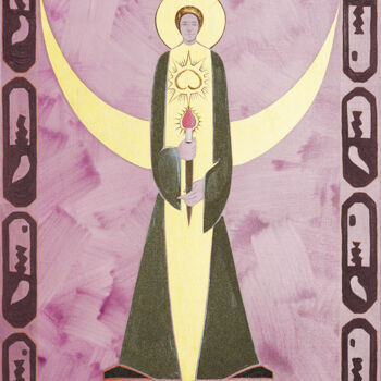 Картина под названием "Iscus Violet" - Wanja, Подлинное произведение искусства, Акрил Установлен на Деревянная рама для носи…