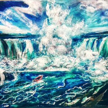 Painting titled "NiagaraFalls" by Warda, Original Artwork, Acrylic