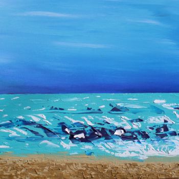 Painting titled "Waves & Beach" by Ward Weiss, Original Artwork, Acrylic