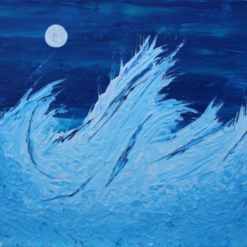Painting titled "Waves At Night" by Ward Weiss, Original Artwork, Acrylic