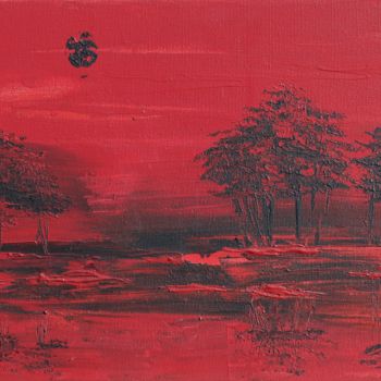 Painting titled "Red Sky" by Ward Weiss, Original Artwork, Acrylic