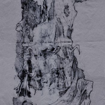 Drawing titled "Baumgesicht" by Stephan Rodriguez Warnemünde, Original Artwork, Ink