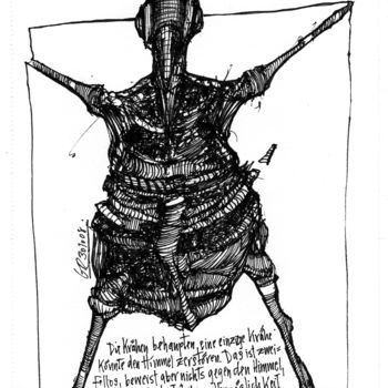 Drawing titled "Krähen" by Stephan Rodriguez Warnemünde, Original Artwork, Ink