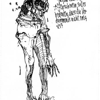 Zeichnungen mit dem Titel "Sündenknecht (3)" von Stephan Rodriguez Warnemünde, Original-Kunstwerk, Tinte