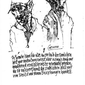 Tekening getiteld "Kafka" door Stephan Rodriguez Warnemünde, Origineel Kunstwerk, Inkt