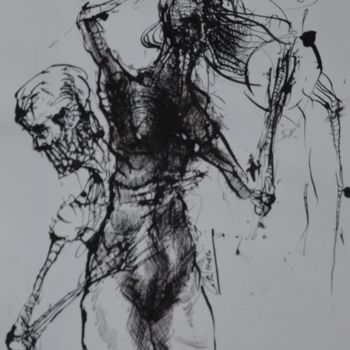 Desenho intitulada "Das Mädchen und der…" por Stephan Rodriguez Warnemünde, Obras de arte originais, Tinta