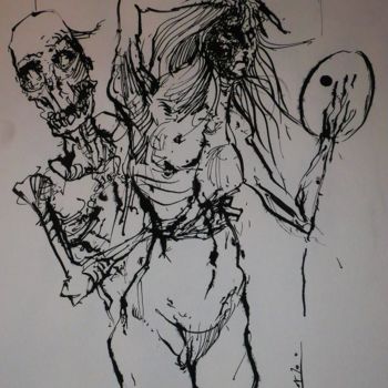 Desenho intitulada "Das Mädchen und der…" por Stephan Rodriguez Warnemünde, Obras de arte originais, Tinta