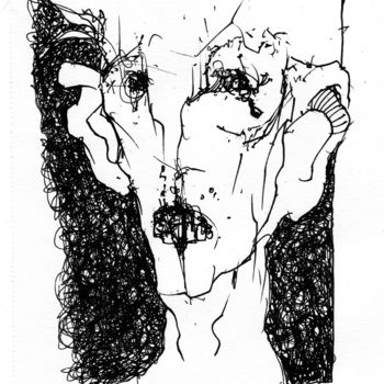 Drawing titled "Wirrköppe (6)" by Stephan Rodriguez Warnemünde, Original Artwork, Ink
