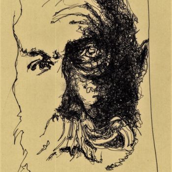 Drawing titled "Der Augenblick" by Stephan Rodriguez Warnemünde, Original Artwork, Ink