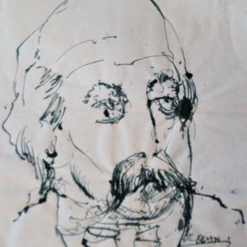 Dessin intitulée "Flaubert" par Stephan Rodriguez Warnemünde, Œuvre d'art originale, Encre