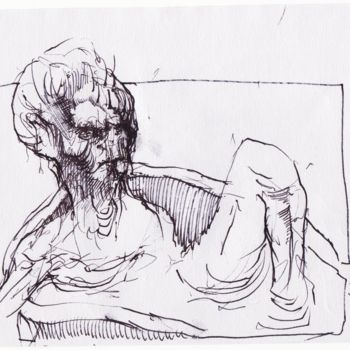 Drawing titled "Marat (2)" by Stephan Rodriguez Warnemünde, Original Artwork, Ink