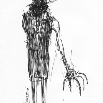 「Kafka (5)」というタイトルの描画 Stephan Rodriguez Warnemündeによって, オリジナルのアートワーク, インク