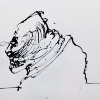 Drawing titled "Brüder (1)" by Stephan Rodriguez Warnemünde, Original Artwork, Ink