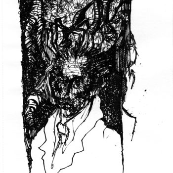 Drawing titled "Albtraum" by Stephan Rodriguez Warnemünde, Original Artwork, Ink