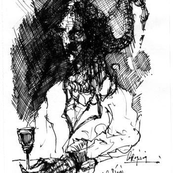 Drawing titled "Salieri" by Stephan Rodriguez Warnemünde, Original Artwork, Ink