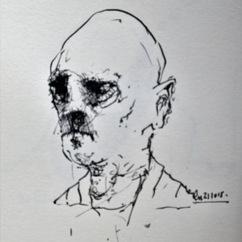 Disegno intitolato "Poor Richard (1)" da Stephan Rodriguez Warnemünde, Opera d'arte originale, Inchiostro