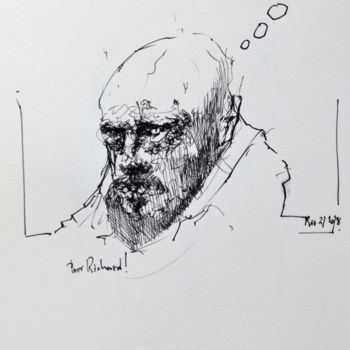 Tekening getiteld "Poor Richard (3)" door Stephan Rodriguez Warnemünde, Origineel Kunstwerk, Inkt