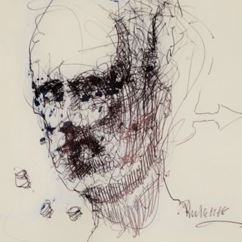 Drawing titled "Der Stubenhocker" by Stephan Rodriguez Warnemünde, Original Artwork, Ballpoint pen