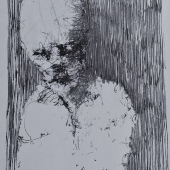 Tekening getiteld "Hiob (34)" door Stephan Rodriguez Warnemünde, Origineel Kunstwerk, Inkt
