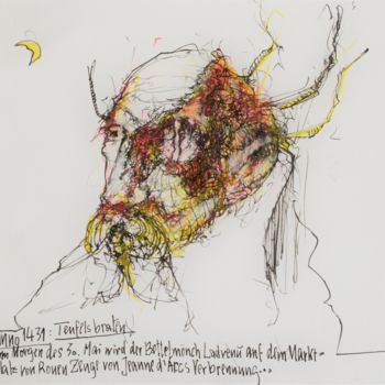 Zeichnungen mit dem Titel "Teufelsbraten" von Stephan Rodriguez Warnemünde, Original-Kunstwerk, Tinte