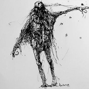 Drawing titled "Und wenn er kommt?…" by Stephan Rodriguez Warnemünde, Original Artwork, Ink