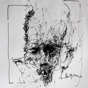 Drawing titled "Thomas Bernhard: An…" by Stephan Rodriguez Warnemünde, Original Artwork, Ink