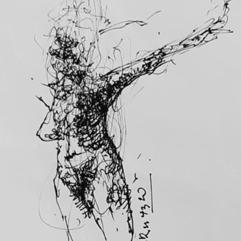 Dessin intitulée "Eva greift nach dem…" par Stephan Rodriguez Warnemünde, Œuvre d'art originale, Encre