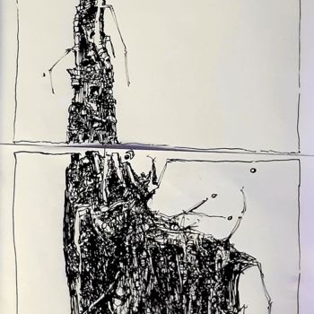 Drawing titled "Turmbau zu Babel (9)" by Stephan Rodriguez Warnemünde, Original Artwork, Ink