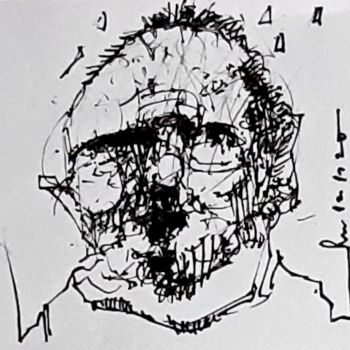 Tekening getiteld "Hiob (40)" door Stephan Rodriguez Warnemünde, Origineel Kunstwerk, Inkt