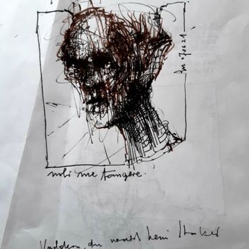 Drawing titled "Hiob (47)" by Stephan Rodriguez Warnemünde, Original Artwork, Ink