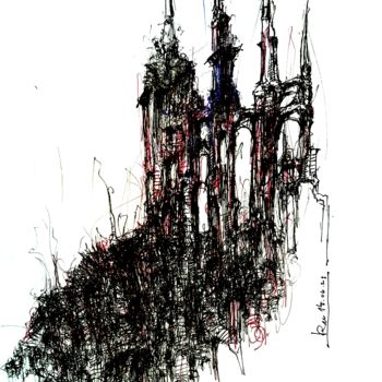 Drawing titled "Babel" by Stephan Rodriguez Warnemünde, Original Artwork, Ink