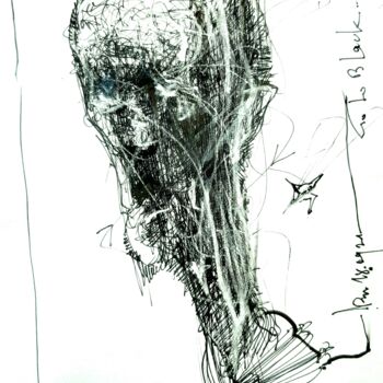 Σχέδιο με τίτλο "Go to Black..." από Stephan Rodriguez Warnemünde, Αυθεντικά έργα τέχνης, Γέλη στυλό