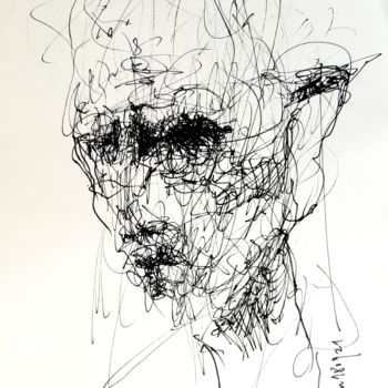 Zeichnungen mit dem Titel "Der Untergeher" von Stephan Rodriguez Warnemünde, Original-Kunstwerk, Gel Stift