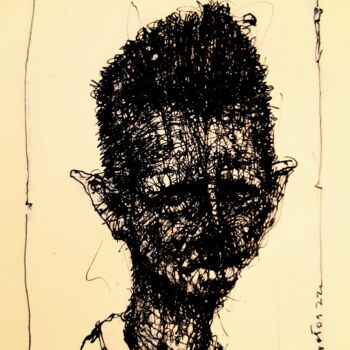 Disegno intitolato "Gedankensklave" da Stephan Rodriguez Warnemünde, Opera d'arte originale, Inchiostro