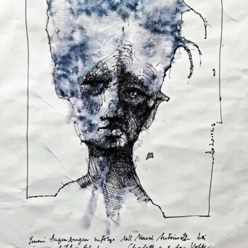 Tekening getiteld "Marie Antoinette" door Stephan Rodriguez Warnemünde, Origineel Kunstwerk, Inkt