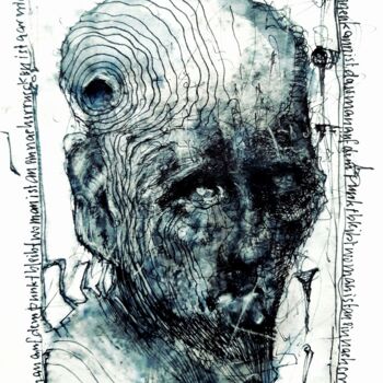 Tekening getiteld "An ein Näherrücken…" door Stephan Rodriguez Warnemünde, Origineel Kunstwerk, Inkt